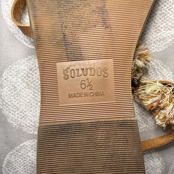 Soludos x Anthropologie Panarea Leather Tasseled Sandals Sandals Sz 6.5 - Picture 11 of 16